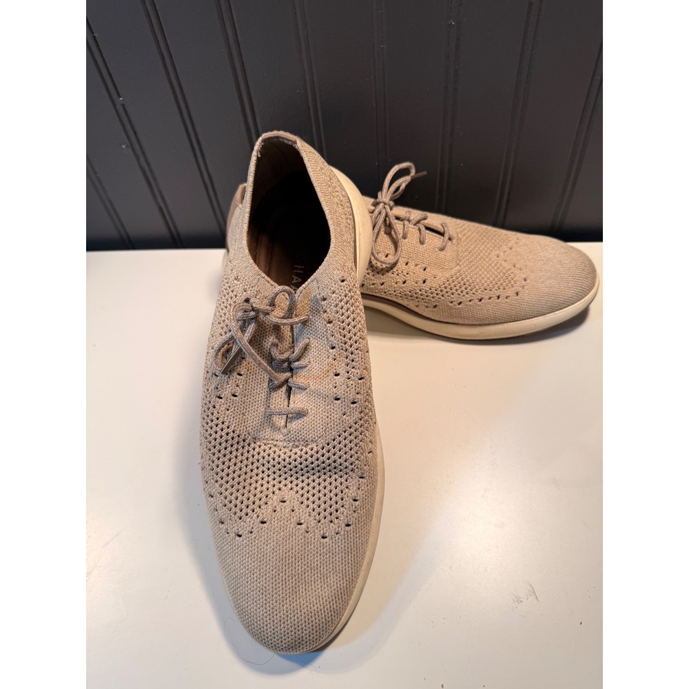 Cole Haan Zerogrand Stitchlite Wingtip Oxford Mens 9 Beige Tan C35161